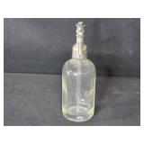 Vintage Glass Bottle, Lidded Jar, and Etched Vase Set Vintage Glass Bottle, Lidded Jar, and Etched Vase Set