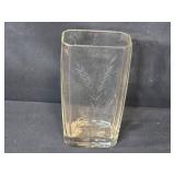 Vintage Glass Bottle, Lidded Jar, and Etched Vase Set Vintage Glass Bottle, Lidded Jar, and Etched Vase Set