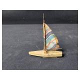 Set of 3 Vintage Wooden Model Boats with Painted Details Set of 3 Vintage Wooden Model Boats with Painted Details