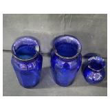 Set of 3 Cobalt Blue Glass Vases Set of 3 Cobalt Blue Glass Vases