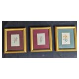 Set of 3 Framed Botanical Prints with Gold Frames Set of 3 Framed Botanical Prints with Gold Frames