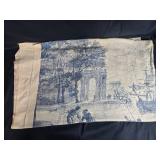 Blue and Cream Toile de Jouy Fabric Panel with Nautical and Landscape Scene Blue and Cream Toile de Jouy Fabric Panel with Nautical and Landscape Scene