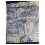 Blue and Cream Toile de Jouy Fabric Panel with Nautical and Landscape Scene Blue and Cream Toile de Jouy Fabric Panel with Nautical and Landscape Scene