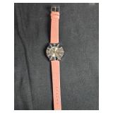 Ethel & Myrtle Quartz Watch with Butterflies and Pink Leather Band Ethel & Myrtle Quartz Watch with Butterflies and Pink Leather Band