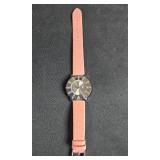 Ethel & Myrtle Quartz Watch with Butterflies and Pink Leather Band Ethel & Myrtle Quartz Watch with Butterflies and Pink Leather Band