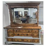 Wooden Dresser w/ Mirror and Gray Accents Wooden Dresser w/ Mirror and Gray Accents