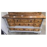 Wooden Dresser w/ Mirror and Gray Accents Wooden Dresser w/ Mirror and Gray Accents