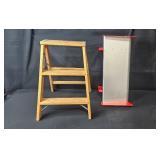 Werner Wood Step Ladder and Metal Utility Shelf Werner Wood Step Ladder and Metal Utility Shelf
