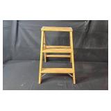 Werner Wood Step Ladder and Metal Utility Shelf Werner Wood Step Ladder and Metal Utility Shelf