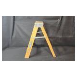 Werner Wood Step Ladder and Metal Utility Shelf Werner Wood Step Ladder and Metal Utility Shelf