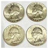 Lot of 4 Silver (90%) Washington Quarters Lot of 4 Silver (90%) Washington Quarters