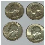 Lot of 4 Silver (90%) Washington Quarters Lot of 4 Silver (90%) Washington Quarters