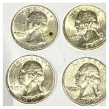 Lot of 4 Silver (90%) Washington Quarters Lot of 4 Silver (90%) Washington Quarters