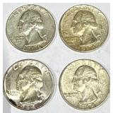 Lot of 4 Silver (90%) Washington Quarters Lot of 4 Silver (90%) Washington Quarters