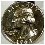 1963 Washington Quarter 90% Silver (near proof) 1963 Washington Quarter 90% Silver (near proof)