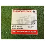 100 Rounds Winchester 45 Auto 230 Gr Full Metal Jacket 100 Rounds Winchester 45 Auto 230 Gr Full Metal Jacket