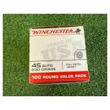 100 Rounds Winchester 45 Auto 230 Gr Full Metal Jacket 100 Rounds Winchester 45 Auto 230 Gr Full Metal Jacket