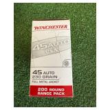 200 Rounds Winchester 45 Auto 230 Gr Full Metal Jacket 200 Rounds Winchester 45 Auto 230 Gr Full Metal Jacket