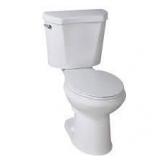 Glacier Bay 10 in. Rough in. 2-Piece 1.28 GPF Single Flush Elongated Toilet in White, Seat Included  Customer Returns See Pictures