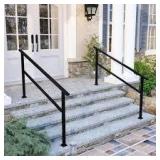 FUFU&GAGA 36 in. H x 4.5 ft. W Black Iron Rail Kit Handrails for Outdoor Steps Fit 3 or 4 Steps Stair Railing in Black Customer Returns See Pictures