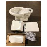 Glacier Bay 10 in. Rough in. 2-Piece 1.28 GPF Single Flush Elongated Toilet in White, Seat Included  Customer Returns See Pictures