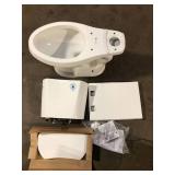 Glacier Bay 10 in. Rough in. 2-Piece 1.28 GPF Single Flush Elongated Toilet in White, Seat Included  Customer Returns See Pictures