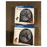 Lot of Lasko 20 in. 3 Speed Air Circulator Floor Fan for Home in Black with Wall Mount Option, Full Range Pivoting Head, Carry Handle Customer Returns See Pictures