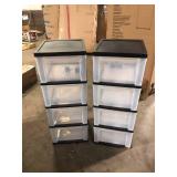 Lot of IRIS 4 Drawer Clear Plastic Storage Cart in Black (1-Pack, 32.5 in. H x 12.5 in. W)  Slight Damage  Customer Returns See Pictures