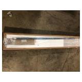 easelife 36 in. x 84 in. 5 Lite Frosted Glass Brown Finished MDF Sliding Barn Door with Hardware Kit Customer Returns See Pictures