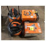Lot of Assorted Ridgid Wet/Dry Shop Vacs Used  Missing Parts  Various Models and Conditions   Customer Returns See Pictures