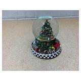 Mackenzie Childs Cozy Christmas Tree and Train Snow Globe
