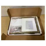 Yaheetech Faux Marble Round Side Table with Cross Metal Legs, Antique Gold