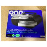 onn. Portable CD/Cassette Boombox with Bluetooth Wireless Technology