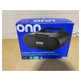 onn. Portable CD/Cassette Boombox with Bluetooth Wireless Technology