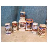 6 Budweiser Holiday Steins 6 Budweiser Holiday Steins