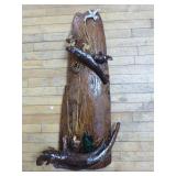 Handcrafted Wall Art on Wood Slab Handcrafted Wall Art on Wood Slab