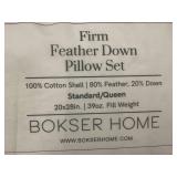 Firm Feather Down Pillow Set by Bokser Home, Standard/Queen