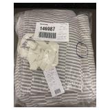 Textured King Duvet Cover, 100 Percent Cotton, Gray White Stripe - Damage/Used