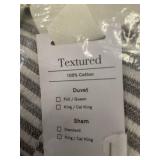 Textured King Duvet Cover, 100 Percent Cotton, Gray White Stripe - Damage/Used
