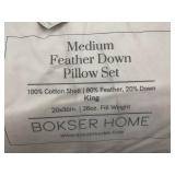 BOKSER HOME King Medium Feather Down Pillow Set