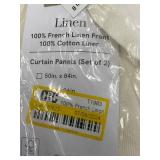 Set of 2 White Linen Curtain Panels, 50in x 84in