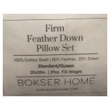Bokser Home Firm Feather Down Pillow Set Standard/Queen