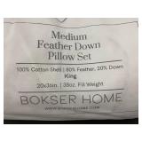 Bokser Home King Medium Feather Down Pillow Set
