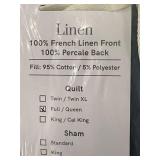 French Linen Box Stitch Quilt - Full/Queen, Baltic Blue