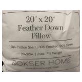 Bokser Home 20x20 Feather Down Pillow - Damaged