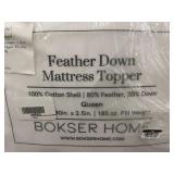 BOKSER HOME Queen Feather Down Mattress Topper - Damaged