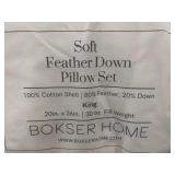 Bokser Home King Soft Feather Down Pillow Set