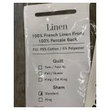 French Linen and Cotton Full/Queen Duvet Cover Set, Moss, As-Is