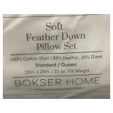 Bokser Home Soft Feather Down Pillow Set, Standard/Queen