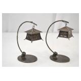 Pair of Vintage Sterling Silver Japanese Lanterns Salt and Pepper Shakers. Pair of Vintage Sterling Silver Japanese Lanterns Salt and Pepper Shakers.